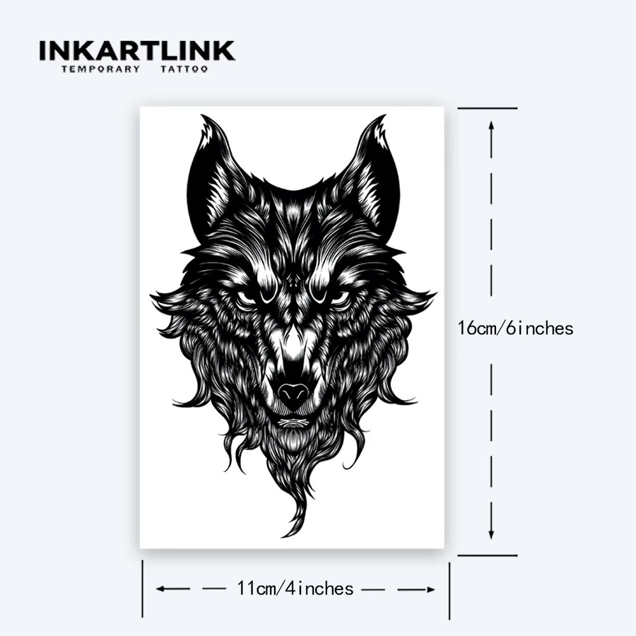 INKARTLINK Wolfskopf-Tattoo-Patch, temporäre Arm-Dekoration - Bild 3