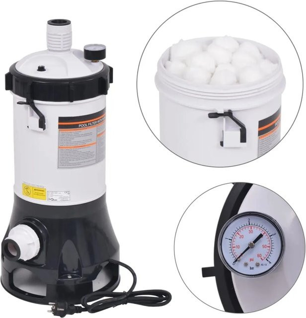 vidaXL Poolfilterpumpe mit 4,4 m³/h Förderleistung und 185 W in Schwarz und Weiß - Bild 1