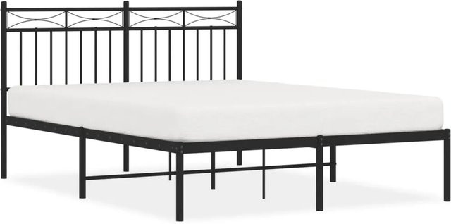 vidaXL Bettgestell aus Metall mit Kopfteil in Schwarz, B/T/H: 140 x 190 x 91 x 146 cm - Bild 1