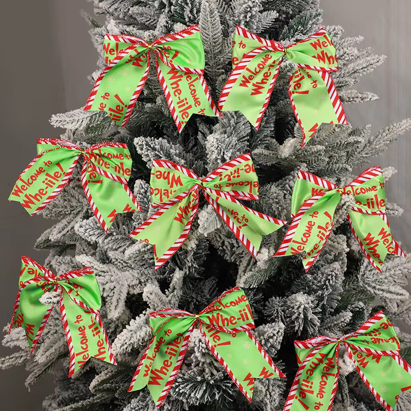 6 Stück ZQNYCY Weihnachtsschleifen aus Textil mit roten und grünen Tupfenmustern zur Dekoration für Weihnachtsbaum und Geschenkverpackungen - Bild 3
