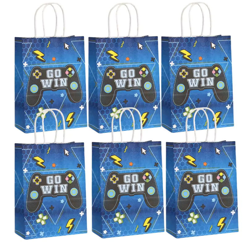 Videospiel Thema Geschenkverpackungstaschen Game Over für Kinder und Jungen, Blau, Papier - Bild 2