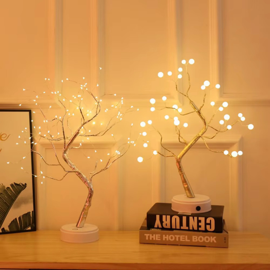 Topdii LED Nachtlicht in Form eines Baumes, USB- und batteriebetrieben, warmweiß, Farbe: Weiß - Bild 3