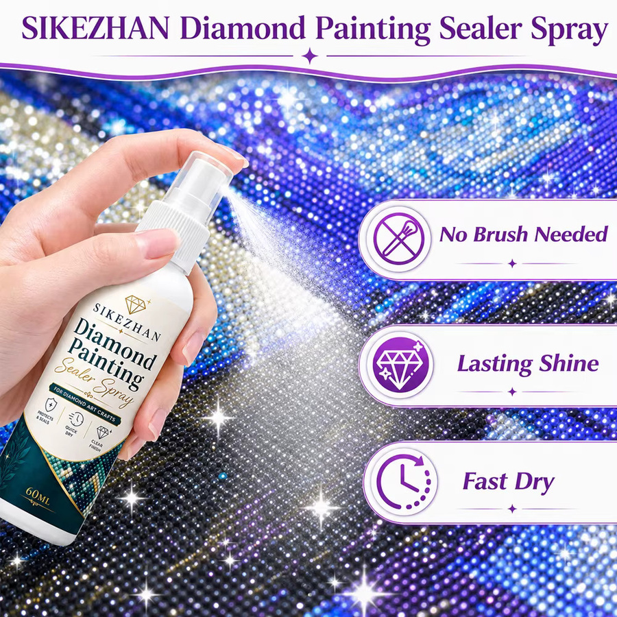 SIKEZHAN Diamantmalerei-Versiegelungsspray für Perlen und Edelsteine, glänzendes Finish, transparent, 60ml - Bild 5