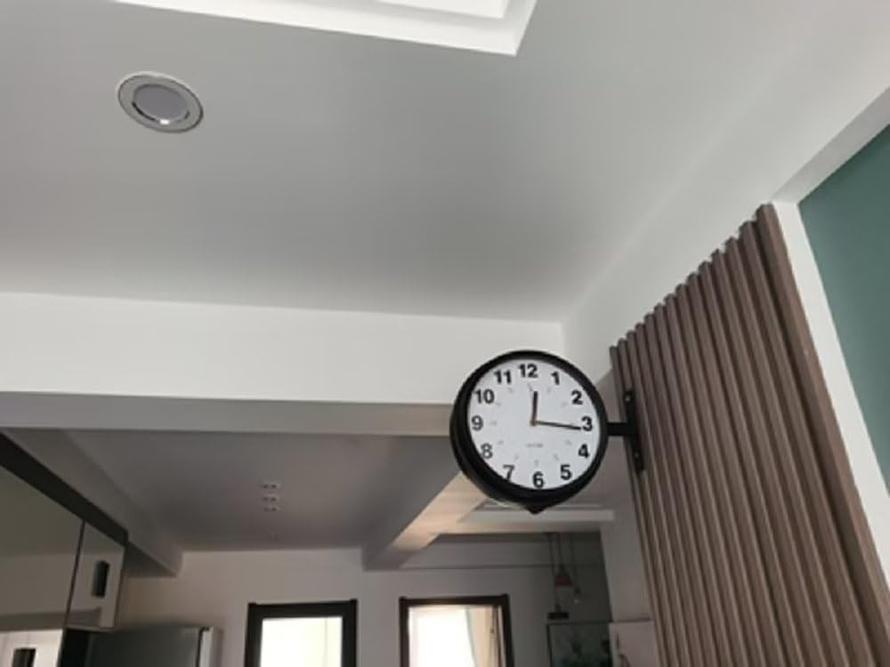 SISBRLR Doppelseitige Wanduhr im Retro-Stil, Schwarz, Analog und Geräuschlos - Bild 6
