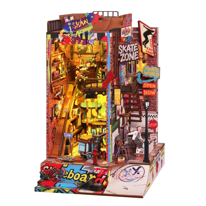 DIY Miniatur-Puppenhaus Buchnischen-Set von zuuton als 3D Holzpuzzle in Multicolor zur kreativen Schreibtisch-Dekoration - Bild 6