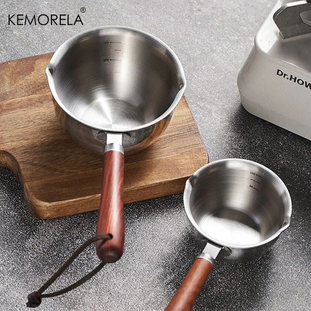 KEMORELA Edelstahl Milchtopf mit Holzgriff in Silber, 200 ml - Bild 1