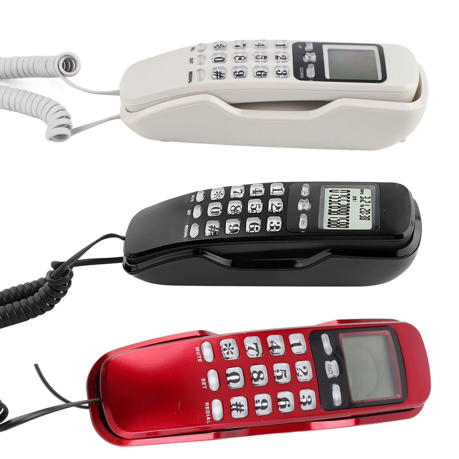 Qiilu Mini-Wandtelefon mit LCD-Display und Anrufer-ID in Rot - Bild 4