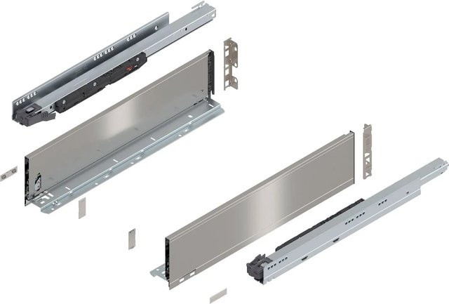 Blum Legrabox Pure Set Auszugssystem Tip-On Vollauszug Inox Silber, 1 Paar, Länge: 550 mm, Tragkraft: 70 kg - Bild 1
