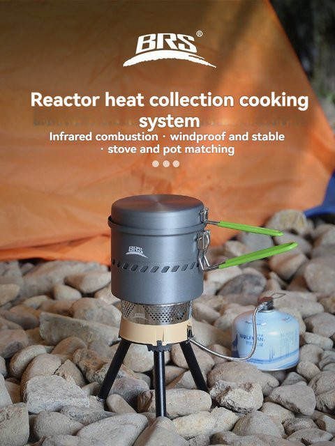 BRS-TS19 Reaktor Brenner mit Wärmesammel-Topf für Camping und Outdoor als tragbares Kochgeschirr für Butan-Herde - Bild 1