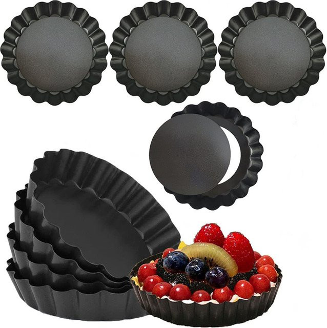 Antihaft Backform mit abnehmbarem Boden für Kuchen und Quiche, rund, Schwarz - Bild 1