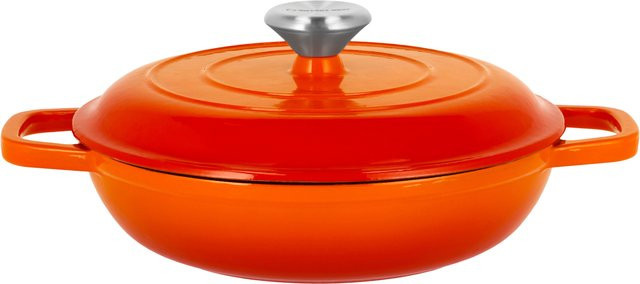 SILVERCREST Premium-Gusseisenservierpfanne aus emailliertem Gusseisen, Orange, Ø 25 cm - Bild 1