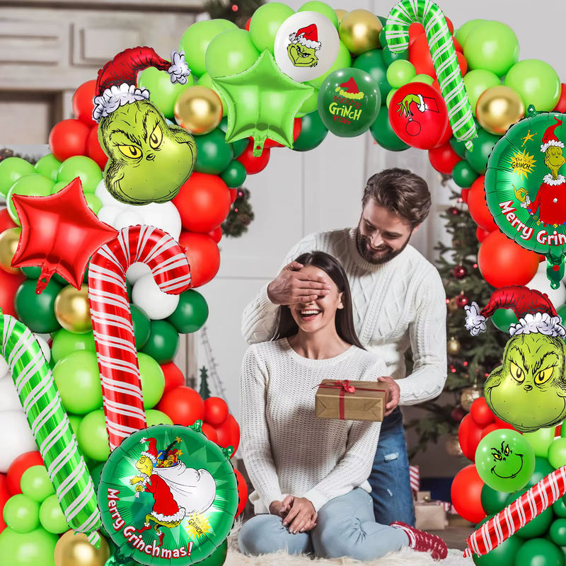 Weihnachtsballon Girlande Bogen Kit in Rot, Grün und Gold mit Sternballons und Zuckerstangen für deine Weihnachtsdekoration - Bild 3