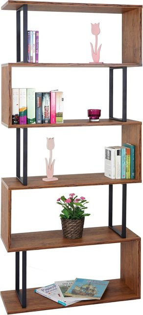 Bücherregal MCW-A27 Standregal in Wildeiche-Optik mit schwarzem Metallgestell, 5 Ebenen, Höhe: 183 cm, Breite: 80 cm - Bild 1