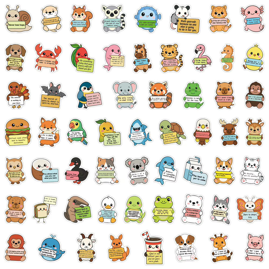 60 Stück Tier-Emotionszitat-Graffiti-Aufkleber wasserfest DIY-Sticker in Multicolor von BulingBulingStickers Store - Bild 2