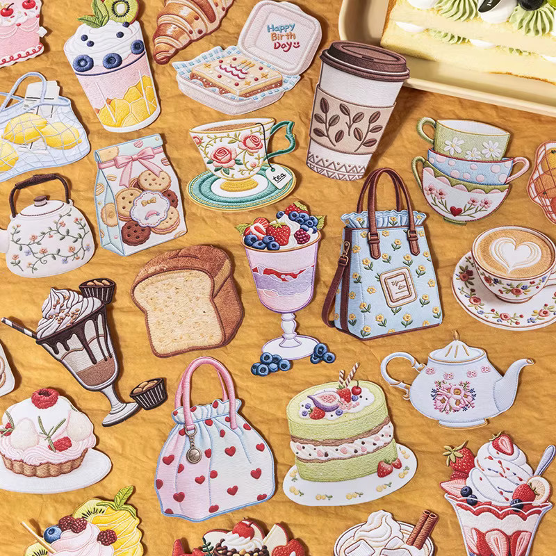 YCDBTH Aufkleber im Stickerei-Stil mit Lebensmittel-Motiven, 2er-Pack, Multicolour, Alltags-Serie aus Hartkarton - Bild 1