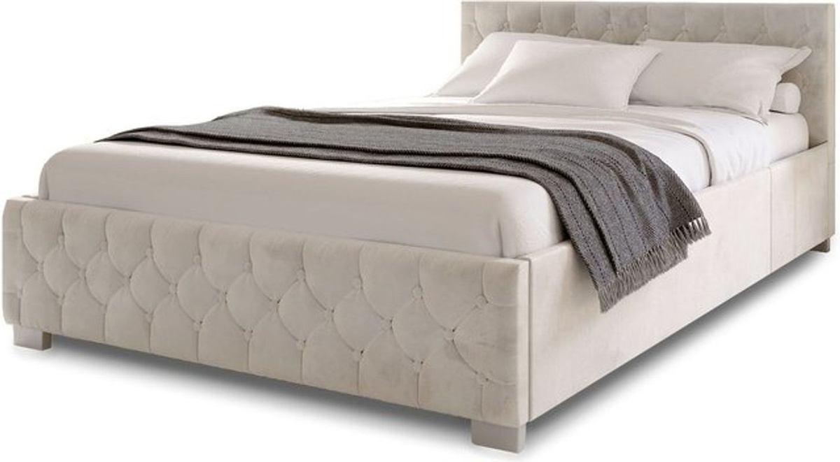 Juskys Polsterbett Nizza mit Bettkasten und LED-Beleuchtung, Samtbezug, Beige, B: 120 cm, T: 200 cm - Bild 4