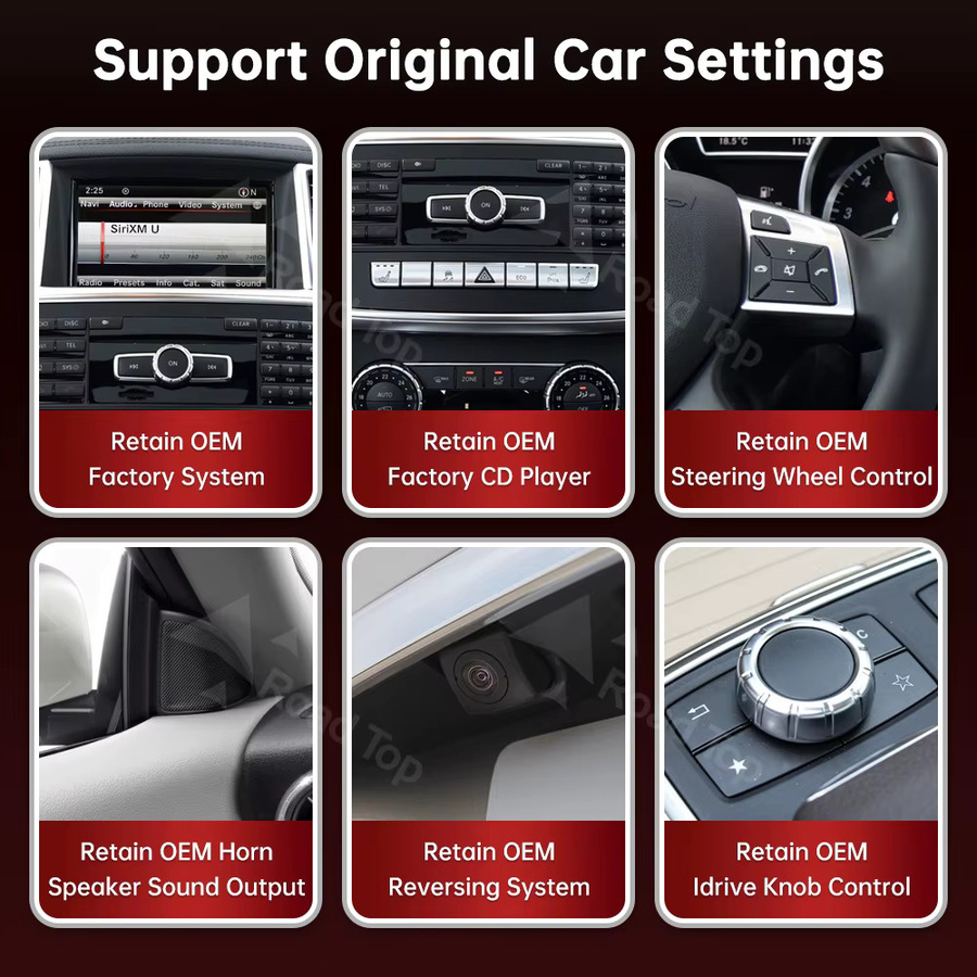 Road Top Kabelloses CarPlay und Android Auto Multimedia Display-System mit Linux NTG4.5 für Mercedes-Benz ML GL W166 X166 (2012-2015), 12,3 Zoll, Schwarz - Bild 4