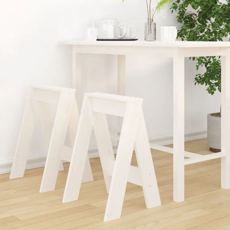Vidaxl Barhocker Set aus Massivholz Kiefer in Weiß, 2 Stück, B/T/H: 40 x 40 x 60 cm - Bild 1