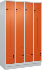 C+P Z-Spind Classic PLUS mit Sockel, 8 Fächer, Grau/Orange, B/H/T: 120 x 195 x 50 cm, mit Sicherheits-Drehriegel und Garderobenstange - Bild 1