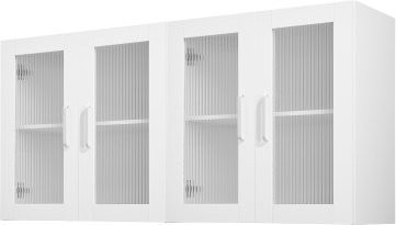 VEVOR Wandregal Set für Waschküche, Küche und Garage, 2-stufiges Wandregal mit 4 Türen und verstellbaren Regalböden, Weiß, B/T/H: 61,0 x 30,5 x 61,0 cm - Bild 1