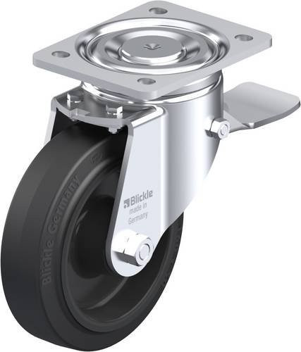Blickle Lenkrolle LH-POEV 160R-ST mit Feststeller in Schwarz und Silber, Rad-Durchmesser: 160 mm, Tragfähigkeit: 400 kg - Bild 1
