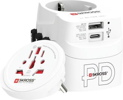 Skross Reiseladegerät PRO Light USB AC30PD World in Weiß mit USB-C Anschluss - Bild 1