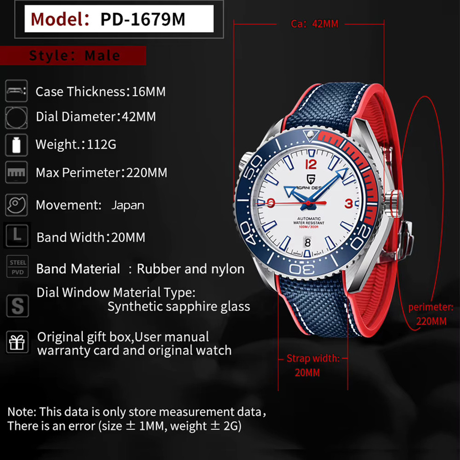 PAGANI DESIGN Armbanduhr Automatik, Edelstahl, Saphirglas, 40 mm, Herren - Bild 6