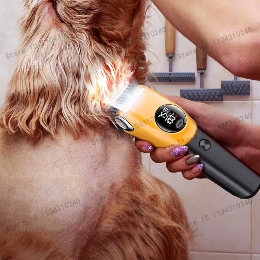 Edieu Professioneller Hundehaarschneider und Katzenschermaschine als Tierpflege-Set, Wiederaufladbar und Geräuscharm, Gelb - Bild 2