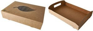 PAPSTAR Cateringbox pure aus braunem Frischfaserkarton mit Bio-Beschichtung, B/T/H: 46,4 x 31,3 x 8,0 cm - Bild 1