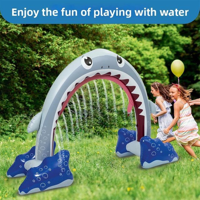 Wonflex Aufblasbarer Hai-Wasserbogen-Sprinkler, Wasserspielzeug, ab 3 Jahre - Bild 1