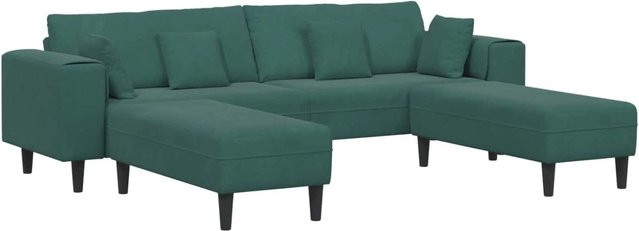 vidaXL Sofa 3-teilig aus Samt mit Kissen in Dunkelgrün - Bild 1