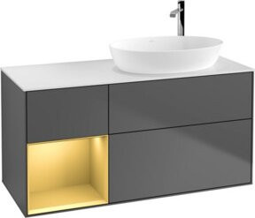 V&B Waschtischunterschrank Finion mit Wandbeleuchtung, Anthrazit lackiert, Breite: 120 cm - Bild 1