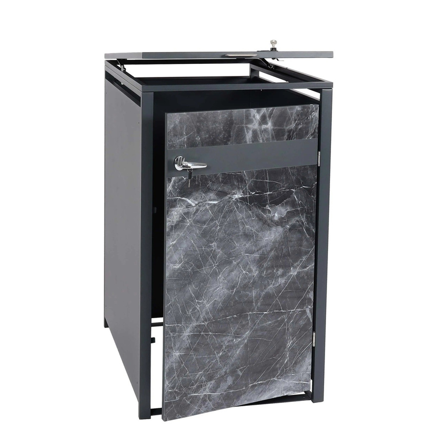 PROREGAL Mülltonnenbox für 1 Tonne aus verzinktem Stahl in Anthrazit mit Marmor-Optik, B/T/H: 117 x 68 x 80 cm - Bild 2