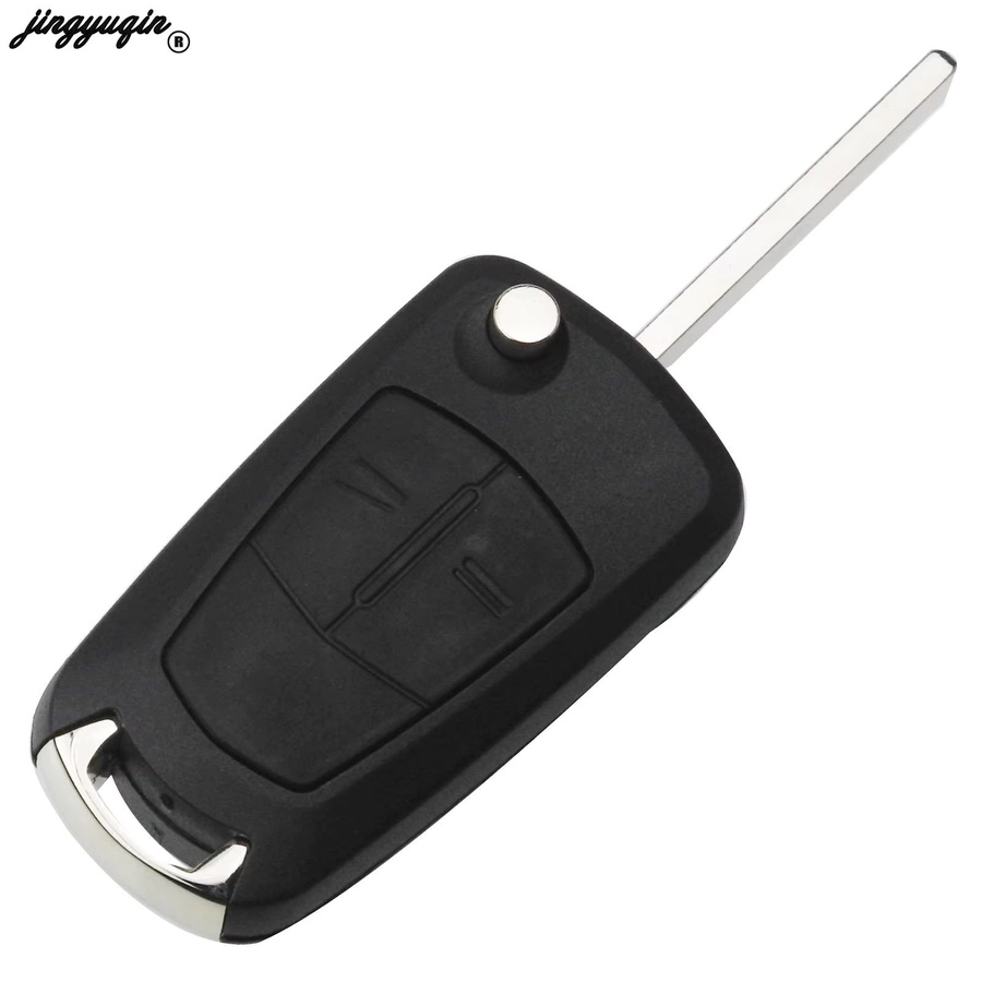 Jingyuqin Klappbarer Autoschlüssel mit 2 oder 3 Tasten für Opel Astra H 2004-2009 und Zafira B 2005-2013, 434MHz, PCF7946 / 7941 Chip, Schwarz - Bild 2
