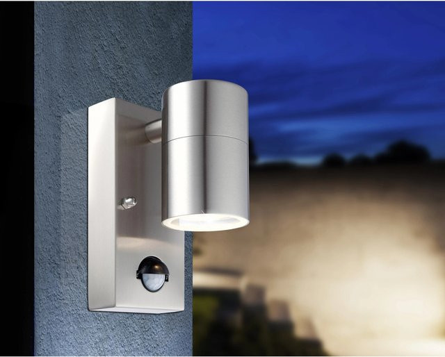 Globo Lighting LED-Außenwandleuchte Style mit Bewegungsmelder in Silber aus Edelstahl und Metall - Bild 1