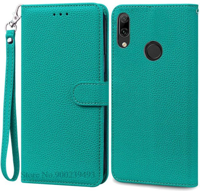 Leder-Flip-Wallet Schutzhülle für Huawei Y7 2019 und Y7 Prime 2019 in Türkis (Modelle DUB-LX1, DUB-LX3) - Bild 1