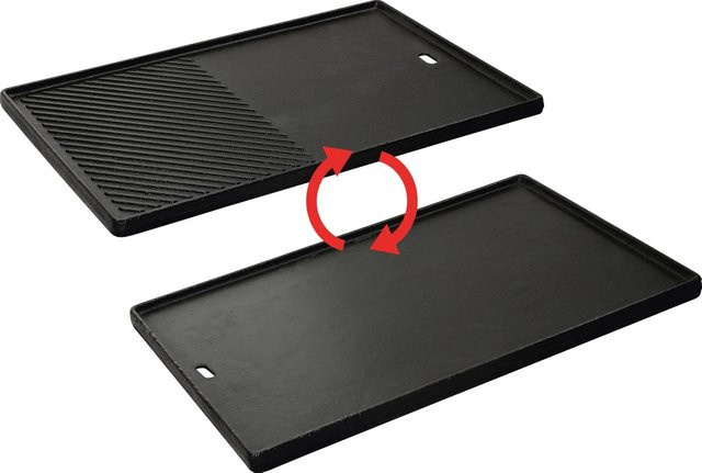 Enders Switch Grid 1/2 Gussplatte aus emailliertem Gusseisen für Gasgrill Kansas 4, schwarz, H x B x T: 1,5 x 44,5 x 29,5 cm - Bild 1
