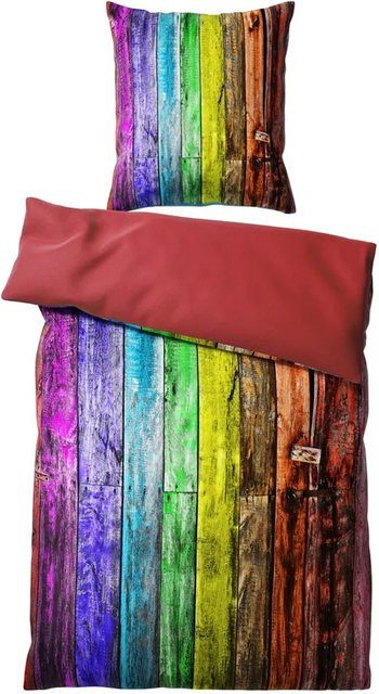 Sanilo Bettwäsche 2-teilig Rainbow, bunt, Baumwolle, B/H: 135 x 200 cm, Kissen: 80 x 80 cm - Bild 1