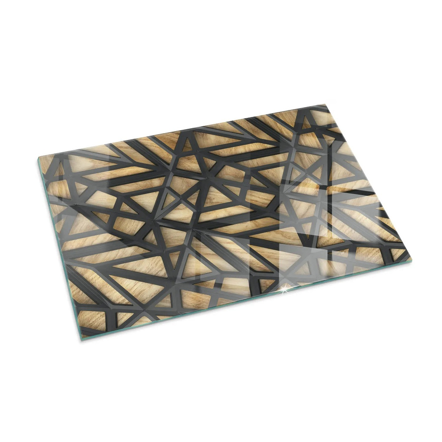 Tulup Glasplatte für Kamin Geometrie in Braun, B/T/H: 100 x 70 cm - Bild 2