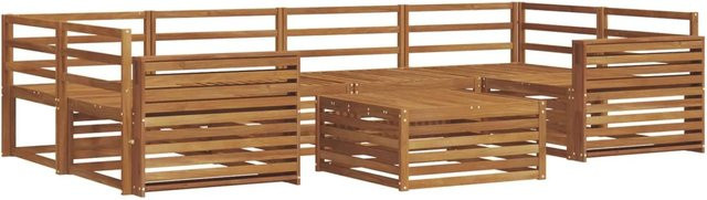 vidaXL Outdoor-Sofagarnitur 7-teilig aus Akazienholz in Braun mit Tisch und Polstern - Bild 1