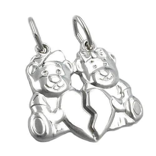 Colfem Anhänger 2 Bärchen mit Herz, 925 Silber, Unisex - Bild 1