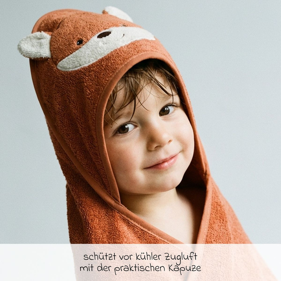 Sterntaler Kapuzenbadetuch Fuchs Filou aus Baumwolle in Orange, B/H: 100 x 100 cm - Bild 3