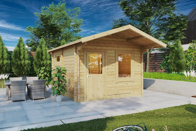 Gartensauna Oslo aus Holz mit Vordach und Vorraum, Maße: 4 x 4 m - Bild 1