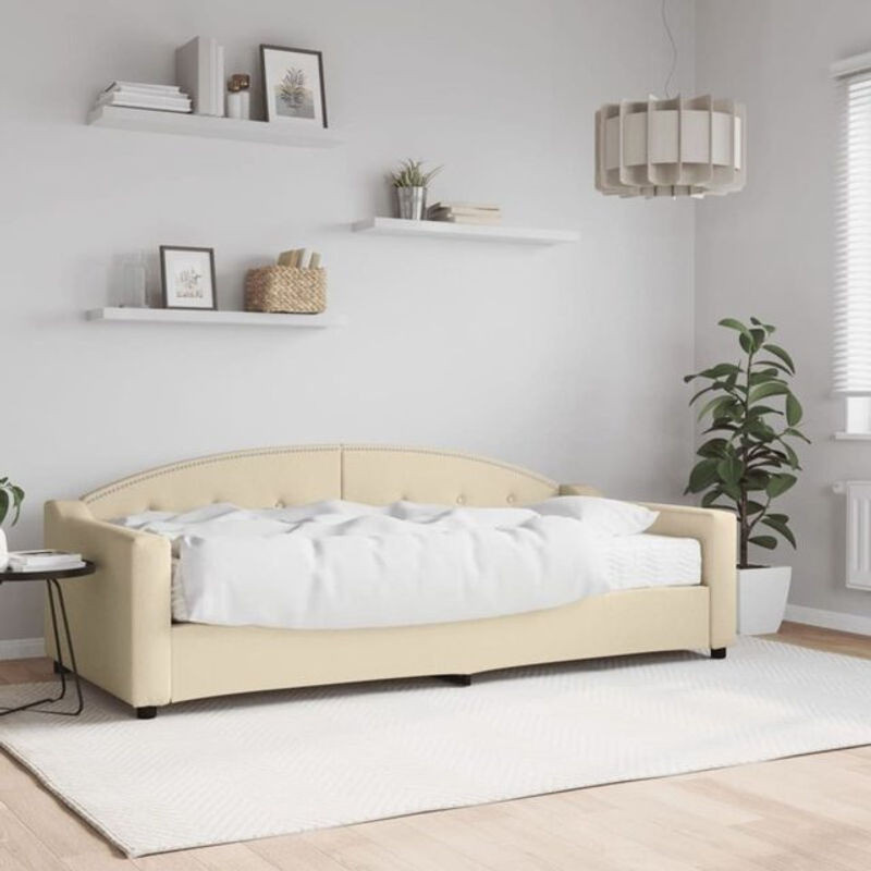 vidaxl Polsterbett Tagesbett mit Matratze aus Stoff und Metall in Beige, B/T/H: 200 x 90 x 100 cm - Bild 1