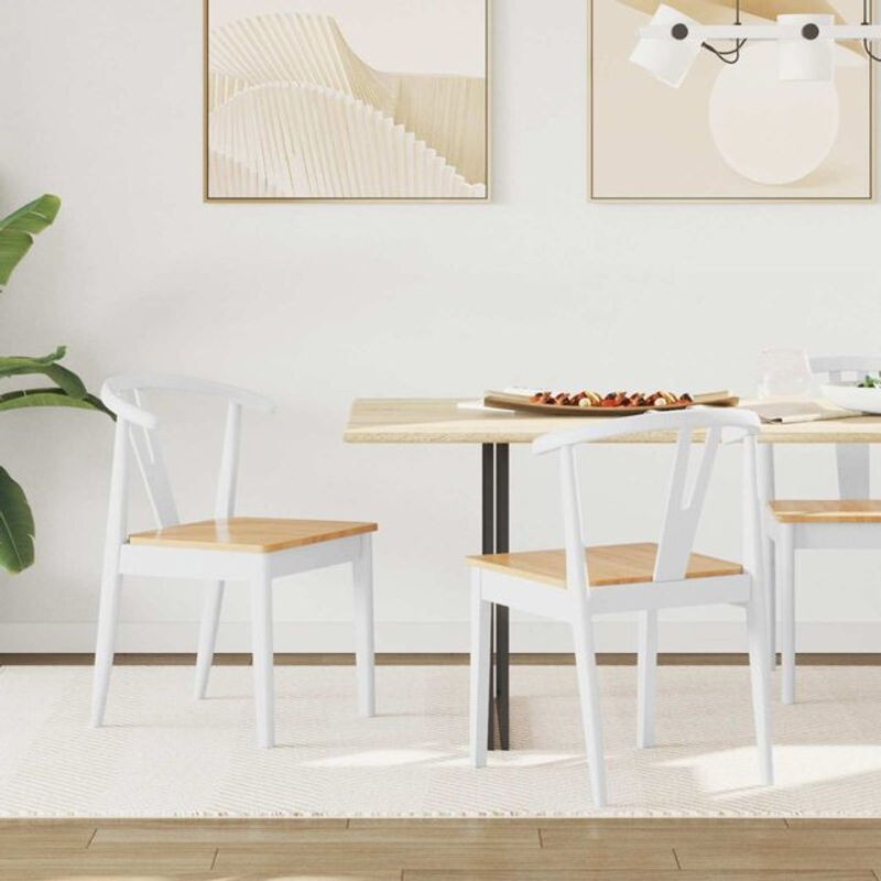 Set aus 2 Esszimmerstühlen von vidaXL im skandinavischen Design aus Massivholz, Farbe Weiß und Natur, B/T/H: 49 x 50,5 x 80,5 cm - Bild 1
