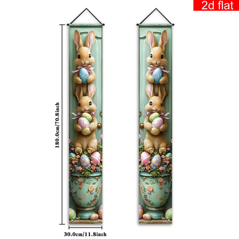 VIKAMA Osterhase-Türhänger mit Eiern, 2D-Flach-Türvorhang-Set in Multicolour zur Osterdekoration - Bild 5