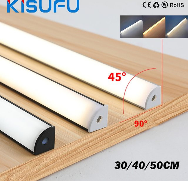 KISUFU 12V LED-Schrankleuchte aus Aluminium in Weiß für Küche und Schlafzimmer, Länge: 30 cm - Bild 1