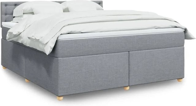 vidaXL Boxspringbett mit Matratze Hellgrau B/T/H: 180 x 200 x 100,5 cm mit USB-Anschluss und Unterbettbeleuchtung - Bild 1