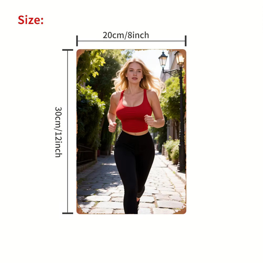 HELLOYOUNG Metallschild Dynamic Woman Runner Street View Wanddekoration, B: 20,3 cm, H: 30,5 cm, Mehrfarbig - Bild 2