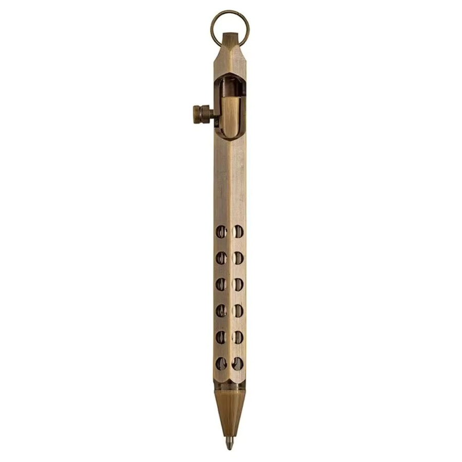 Retro Kugelschreiber aus Messing in Gold mit 1,0 mm Spitze für glattes Schreiben - Bild 4